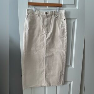 THE GREAT. Cream Denim Skirt